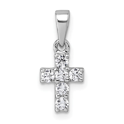 Sterling Silver Rhodium-Plated Children's CZ Cross Pendant