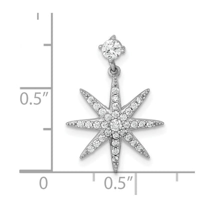 Sterling Silver Rhodium-Plated Polished CZ Star Chain Slide