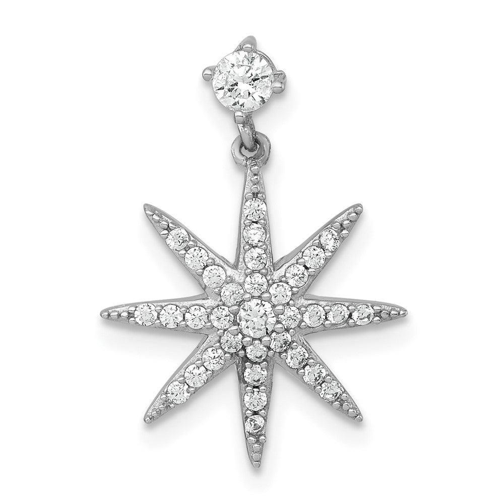 Sterling Silver Rhodium-Plated Polished CZ Star Chain Slide
