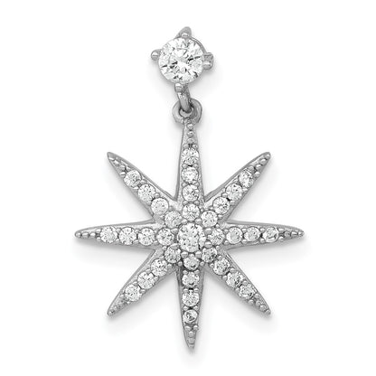 Sterling Silver Rhodium-Plated Polished CZ Star Chain Slide