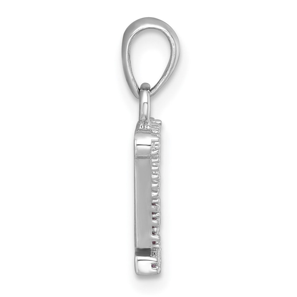 Sterling Silver Rhodium Plated Polished Multi Color Nano Crystals Crown Pendant