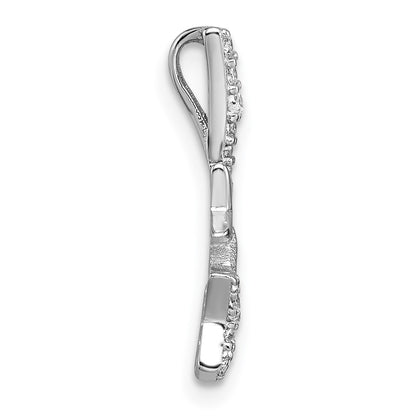 Sterling Silver Rhodium Plated Polished CZ Shooting Stars Chain Slide Pendant