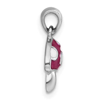 Sterling Silver Rhodium-Plated Enameled Mushroom Pendant