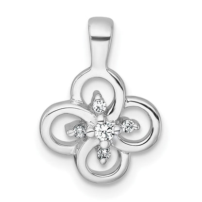 Sterling Silver Rhodium-Plated Polished Fancy Flower CZ Pendant