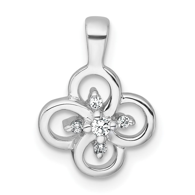 Sterling Silver Rhodium-Plated Polished Fancy Flower CZ Pendant