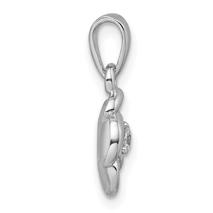 Sterling Silver Rhodium-Plated Polished CZ Flower Pendant