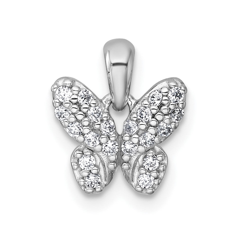 Sterling Silver Rhodium-Plated Polished CZ Butterfly Pendant