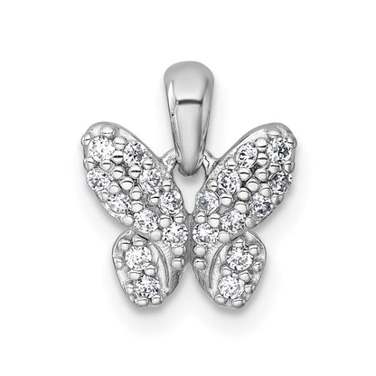 Sterling Silver Rhodium-Plated Polished CZ Butterfly Pendant