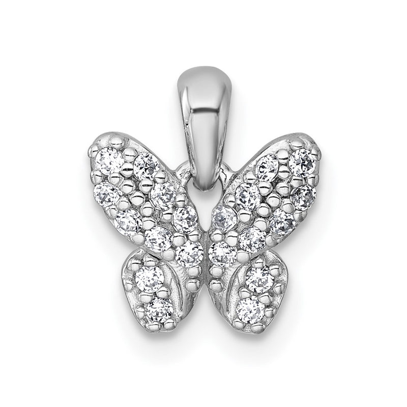 Sterling Silver Rhodium-Plated Polished CZ Butterfly Pendant