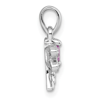 Sterling Silver Rhodium-Plated Multi Color CZ Dragonfly Pendant