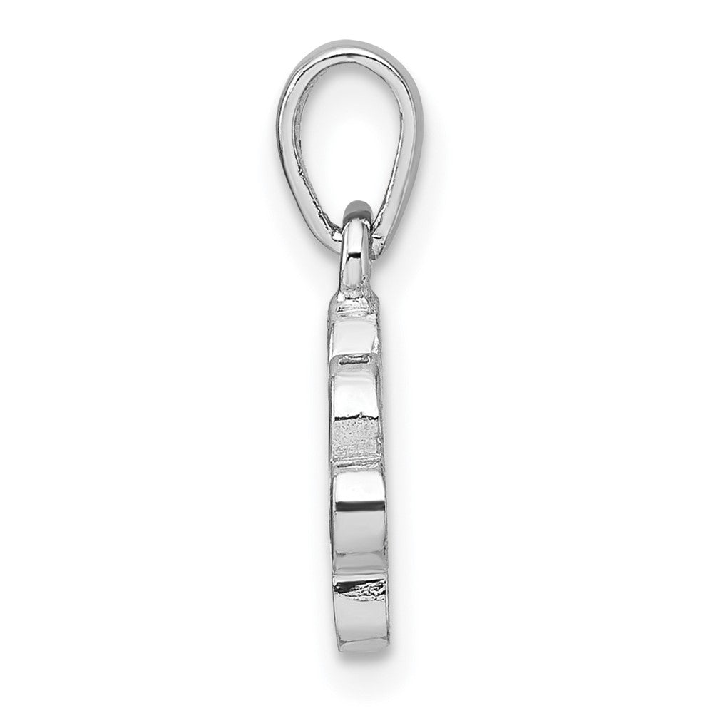 Sterling Silver Rhodium-Plated Enamel Black Paw Print with Heart Pendant