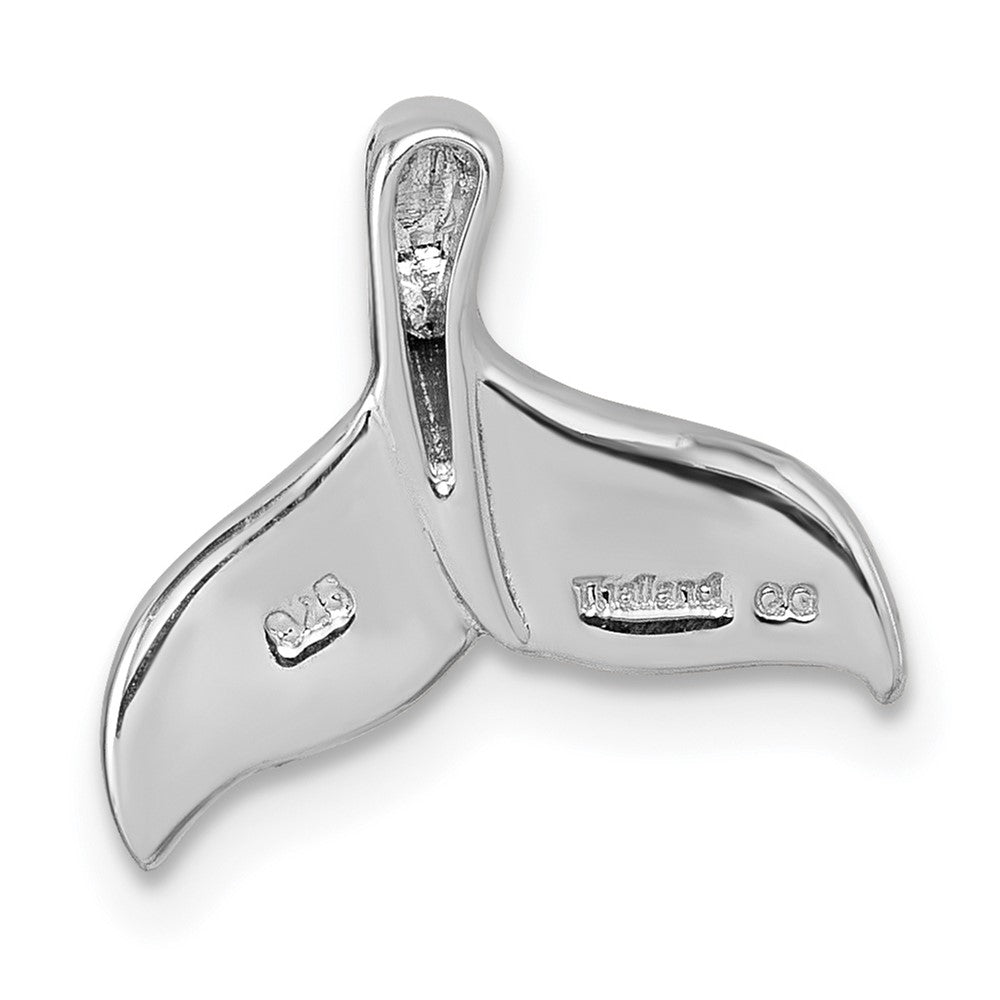 Sterling Silver Rhodium Plated Created Opal Whale Tail Chain Slide Pendant