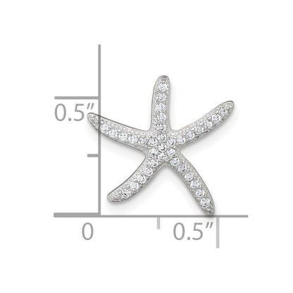 Sterling Silver Polished CZ Starfish Chain Slide Pendant