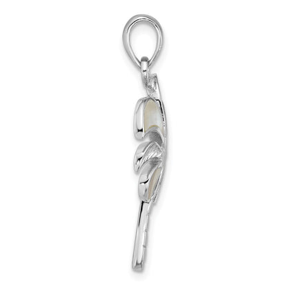 Sterling Silver Rhodium-Plated Polished Mop Palm Tree Pendant