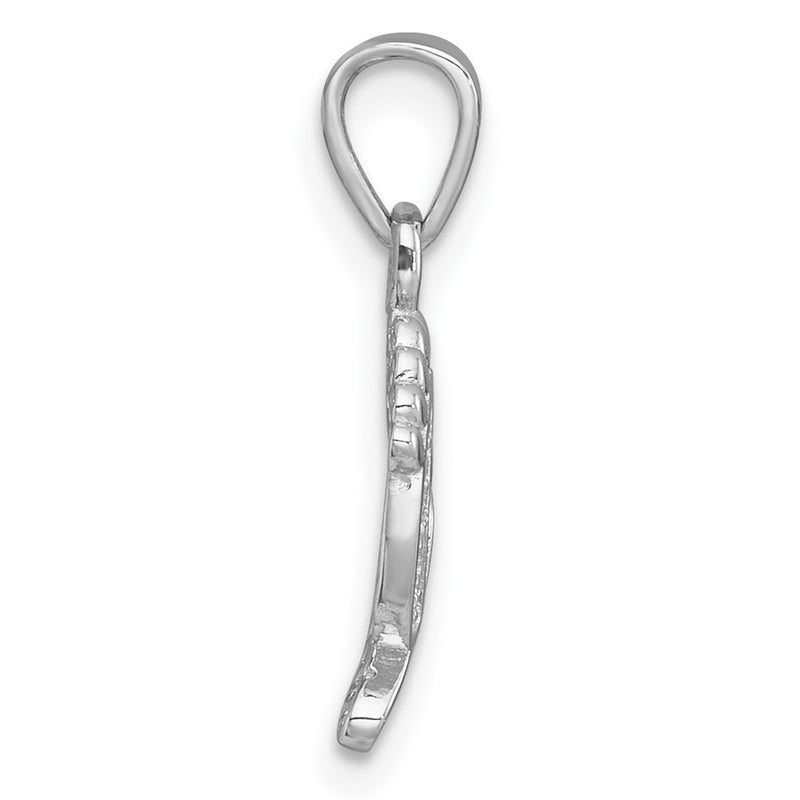 Sterling Silver Rhodium-Plated Polished CZ Footprints Pendant