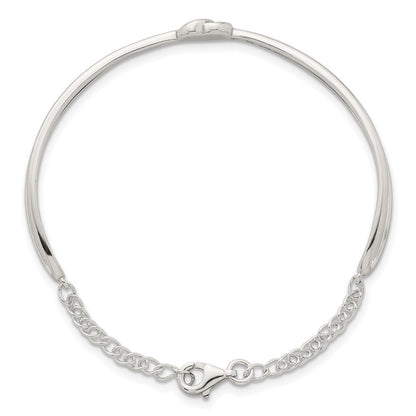 Sterling Silver Polished Heart Children's Cuff Bangle Bracelet