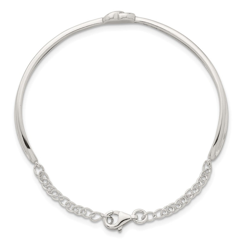 Sterling Silver Polished Heart Children's Cuff Bangle Bracelet