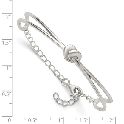 Sterling Silver Polished Heart Children's Cuff Bangle Bracelet