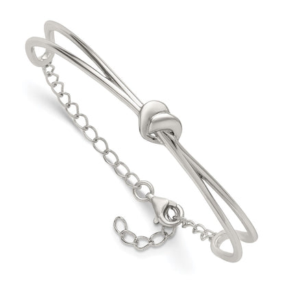 Sterling Silver Polished Heart Children's Cuff Bangle Bracelet