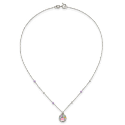 Sterling Silver Beaded Enameled Heart Pawprint Children's Necklace