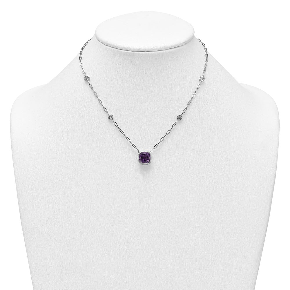 Sterling Silver Rh-Pl Polished 1.80Topaz 3.65Amethyst w/1.5in Ext Necklace