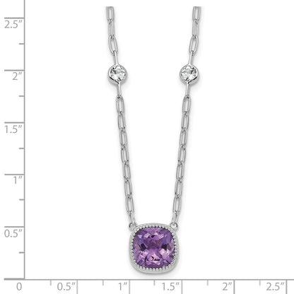 Sterling Silver Rh-Pl Polished 1.80Topaz 3.65Amethyst w/1.5in Ext Necklace