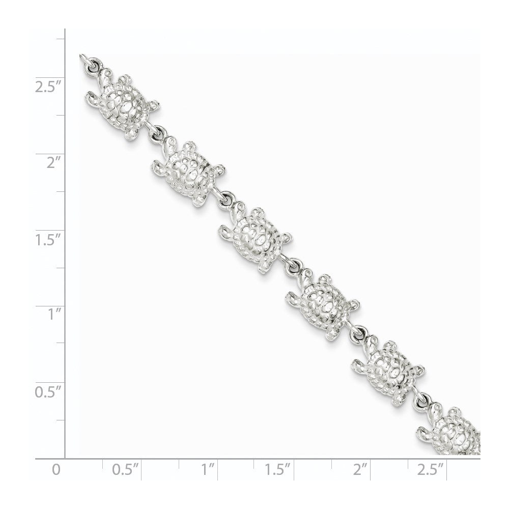 7 Inch Sterling Silver Turtles Bracelet