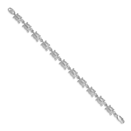7 Inch Sterling Silver Turtles Bracelet