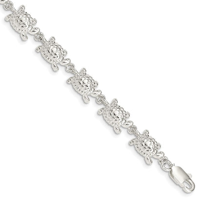 7 Inch Sterling Silver Turtles Bracelet