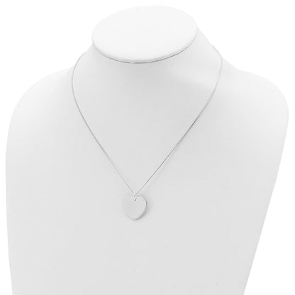 Sterling Silver Engraveable Heart On Box Chain 18 Inch Necklace