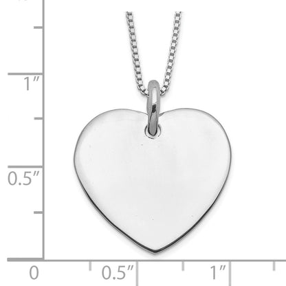 Sterling Silver Engraveable Heart On Box Chain 18 Inch Necklace