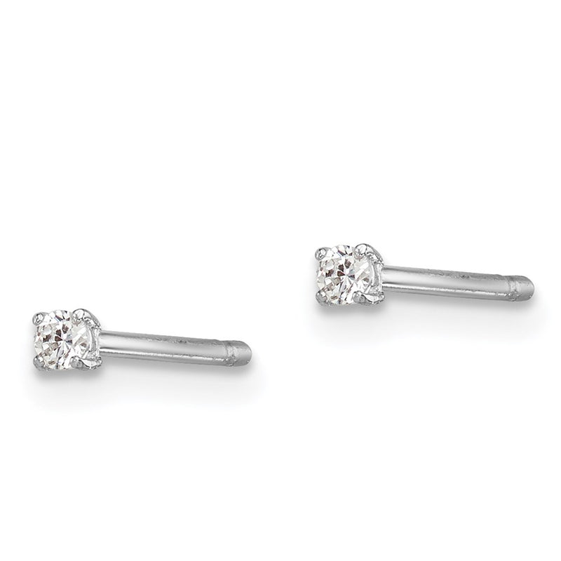 Sterling Silver Madi K Rhodium-Plated 2mm Round Cz Children'S Stud Earrings