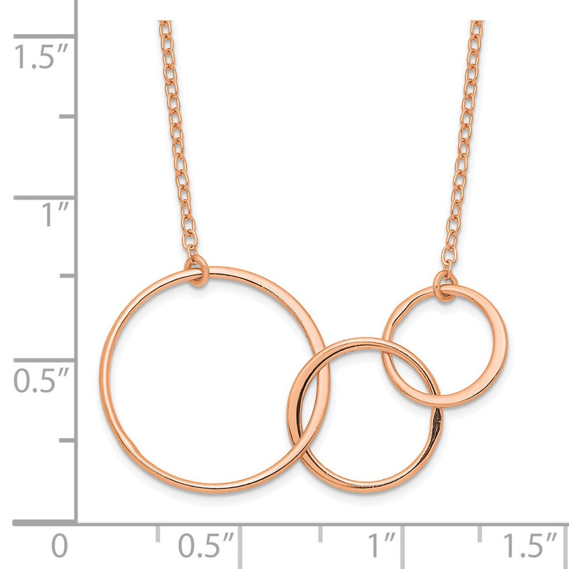Sterling Silver Rose-Tone 3 Intertwined Circles W/2 In Ext. Necklace