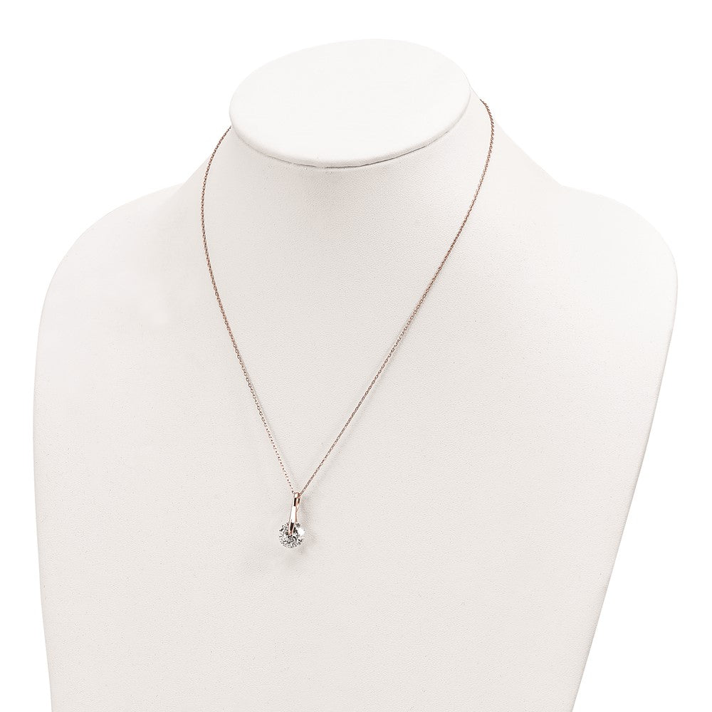 Sterling Silver Rose-Tone Cz W/2 In Ext. Necklace