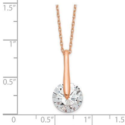 Sterling Silver Rose-Tone Cz W/2 In Ext. Necklace
