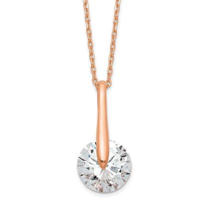 Sterling Silver Rose-Tone Cz W/2 In Ext. Necklace