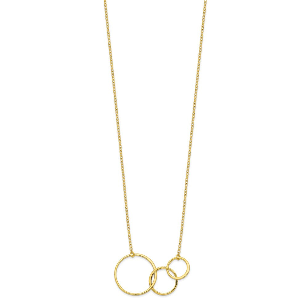 Sterling Silver Gold-Tone 3 Intertwined Circles W/2 In Ext. Necklace
