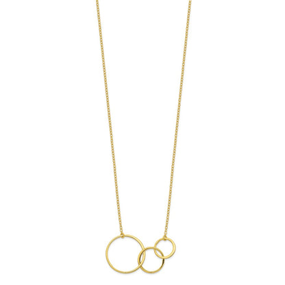 Sterling Silver Gold-Tone 3 Intertwined Circles W/2 In Ext. Necklace