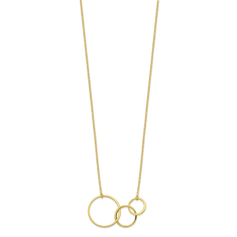 Sterling Silver Gold-Tone 3 Intertwined Circles W/2 In Ext. Necklace