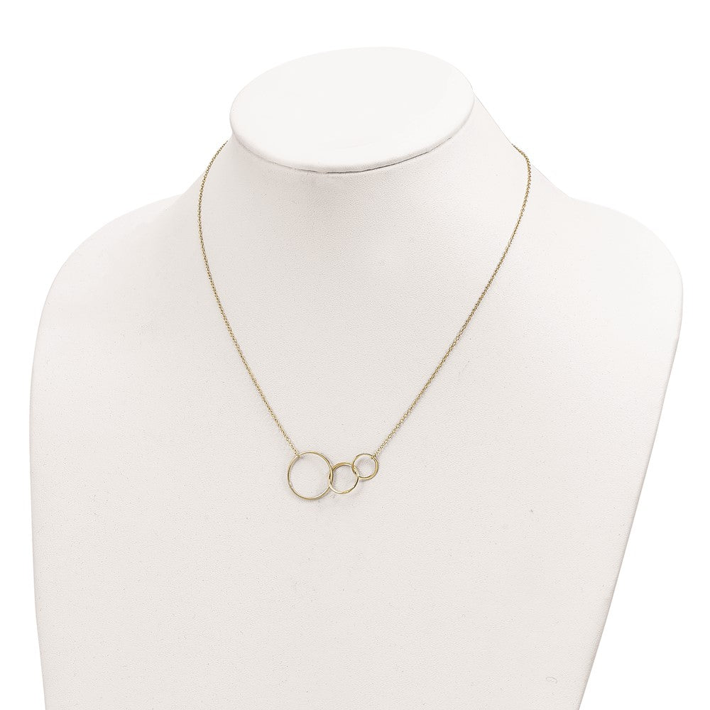 Sterling Silver Gold-Tone 3 Intertwined Circles W/2 In Ext. Necklace