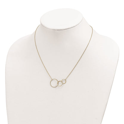 Sterling Silver Gold-Tone 3 Intertwined Circles W/2 In Ext. Necklace