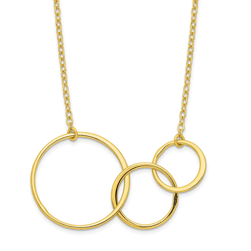 Sterling Silver Gold-Tone 3 Intertwined Circles W/2 In Ext. Necklace