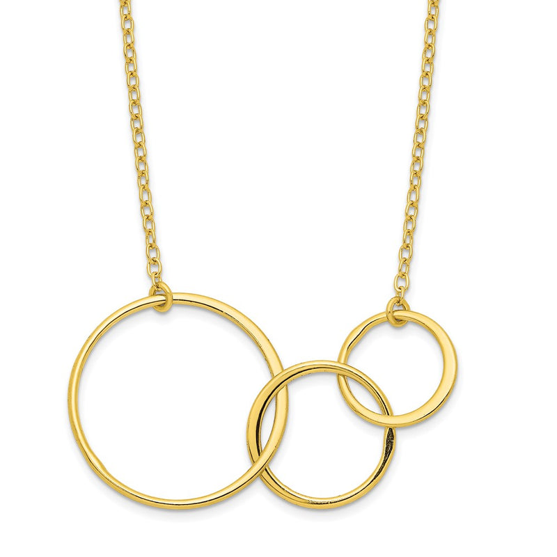 Sterling Silver Gold-Tone 3 Intertwined Circles W/2 In Ext. Necklace