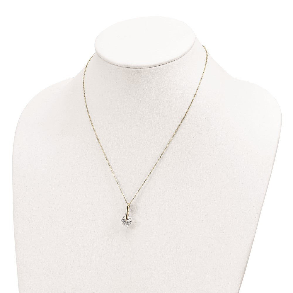 Sterling Silver Gold-Tone Cz W/2 In Ext. Necklace