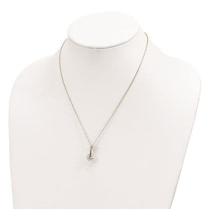 Sterling Silver Gold-Tone Cz W/2 In Ext. Necklace