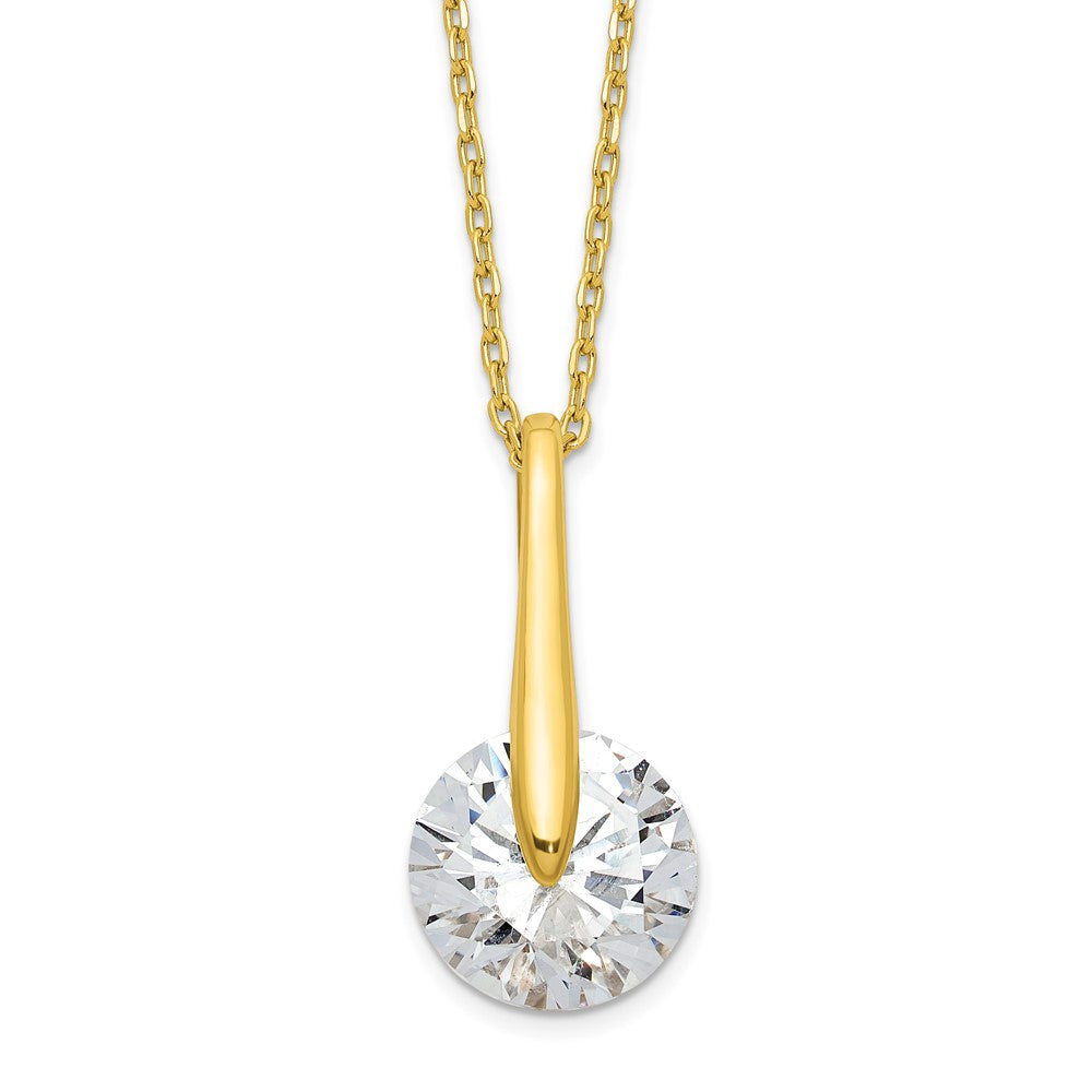 Sterling Silver Gold-Tone Cz W/2 In Ext. Necklace