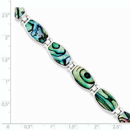 7.25 Inch Sterling Silver Abalone Bracelet
