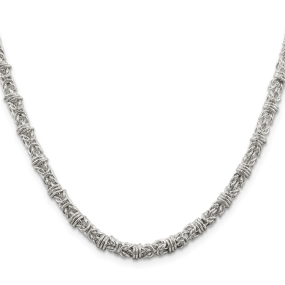 20 Inch Sterling Silver 4mm Fancy Byzantine Chain Necklace