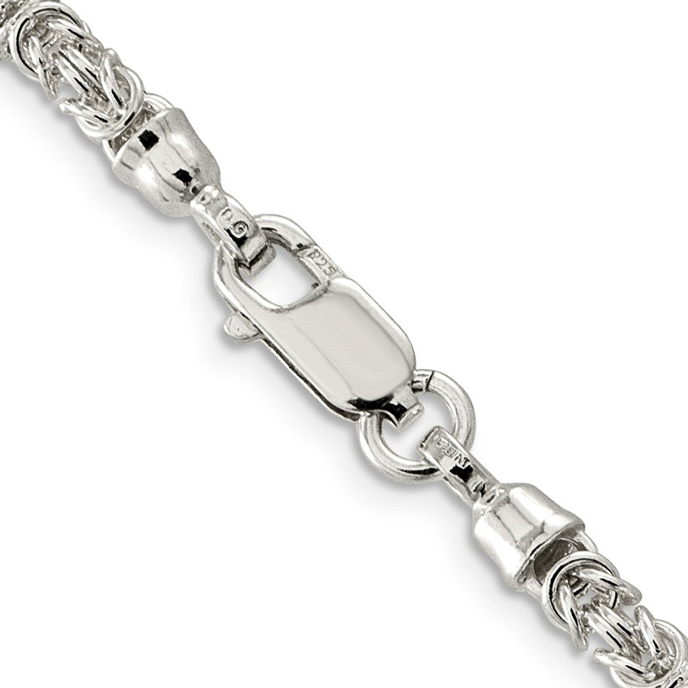 20 Inch Sterling Silver 4mm Fancy Byzantine Chain Necklace