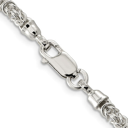 18 Inch Sterling Silver 4mm Fancy Byzantine Chain Necklace